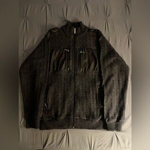 Gioberti Men's Full Zip Cardigan With Patch Design And Flannel Lining